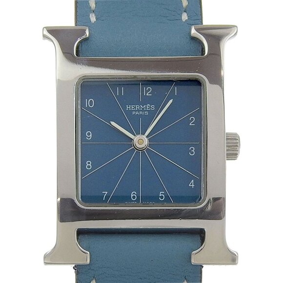 HERMES Heure H watch Watches HH1.210 Blue geneDial Stainless Steel/leather - Picture 1 of 7